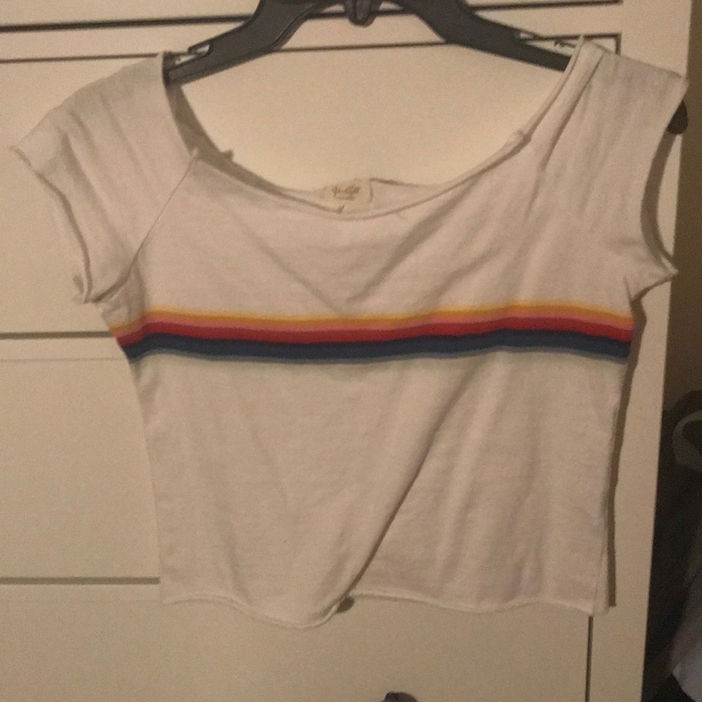 Rainbow Stripe Short Sleeve Cropped Tee